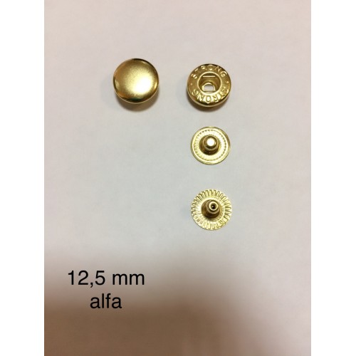 Кнопка альфа 12.5мм "ALFA" золото (100 шт )